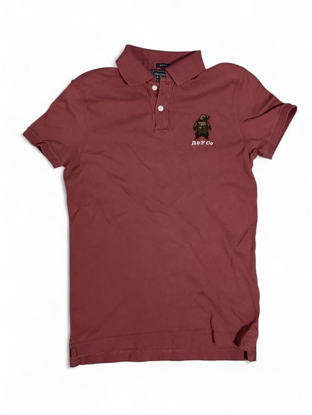 Abercrombie & Fitch Muscle Fit Polo Shirt Size S Burgundy